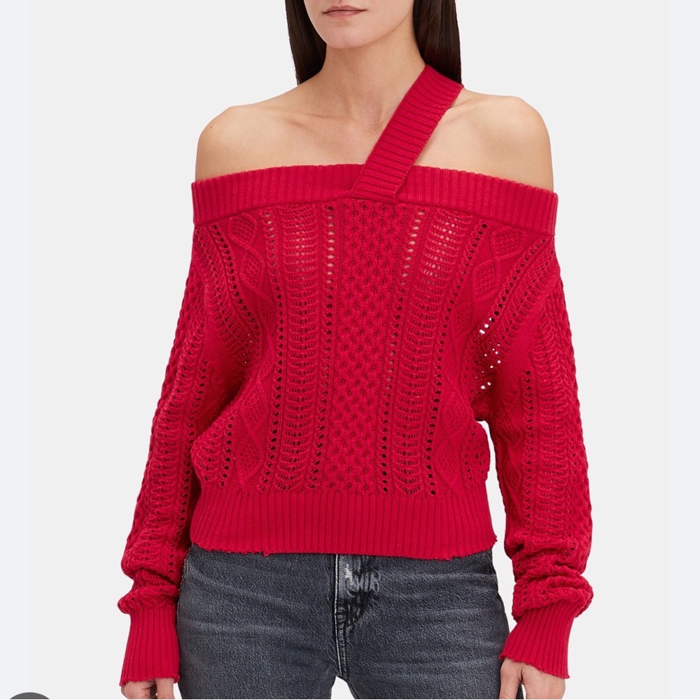 RTA Beckett Vermilion Off Shoulder Sweater